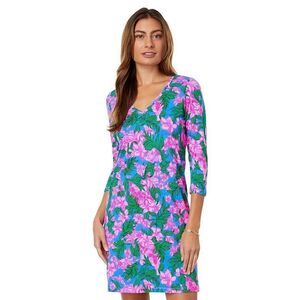 NWT Lilly Pulitzer  Tessa Dress Floral  V-Neck Size XS Tropical Palm Beach